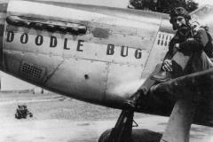 Lt John Skara on the wing of his P-51B "Doodle Bug." Tail number 42-106458, B6-Z.