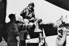 Bud with Crew Chief Otto Heino (L) and Armorer Leon Zimmerman (R)
