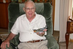 Joe Cannon with his model of "Little Joe"
