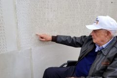 Bud pointing to Santiago R. Gutierez, 29 Mar 44 - The Cambridge American Cemetery and Memorial site in England