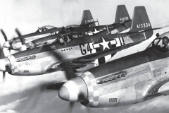 362nd FS Formation - (R-L) P-51Ds "Sweet Helen II." Captain Harvey Mace,  "Wee Willy II" Captain Calvert Williams, "Pitter Pat" Captain Howard Wyatt and "Betsy" Lt Harry Ankeny