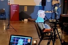 Bud getting a 3-D head scan for a bust for the Aerospace Museum of California