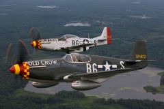 "Double Trouble"Paul Bowen photo of Jack Roush flying his P-51B Old Crow and Jim Hagedorn flying his P-51D Old Crow.