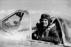 Bud in the cockpit of P-51B Old Crow