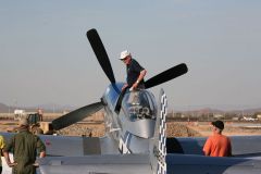 Bud getting out of the cockpit of Lady Jo