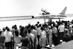 North American F-100 Super Sabre is an American supersonic jet fighter aircraft that served with the United States Air Force (USAF) from 1954 to 1971 and with the Air National Guard (ANG) until 1979. The first of the Century Series of USAF jet fighters, it was the first USAF fighter capable of supersonic speed in level flight.
