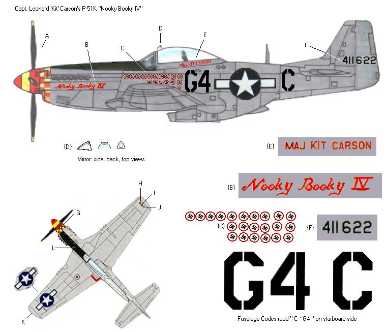 1/48 P-51B Salem Passion Wagon  Microscale #AC48-0040 y P-51D's Nooky Booky IV 